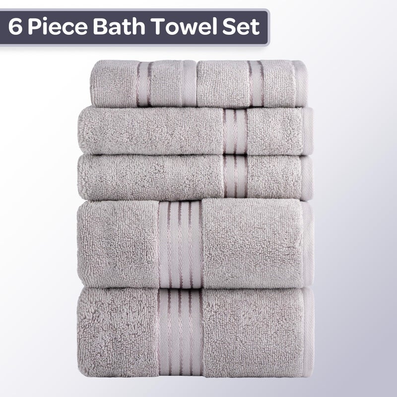Lavish Home 6 Piece Bathroom Towels Set - 625GSM 100% Cotton Bathroom Essentials with 2 Absorbent Wash Cloths, 2 Hand Cloths, and 2 Bath Towel for Shower, Gym, Dorm and Spa (Gray) - Image 4